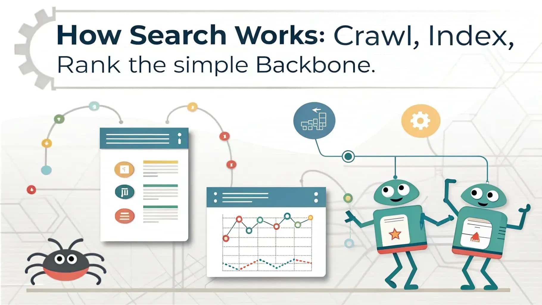 How search works: crawl, index, rank — the simple backbone